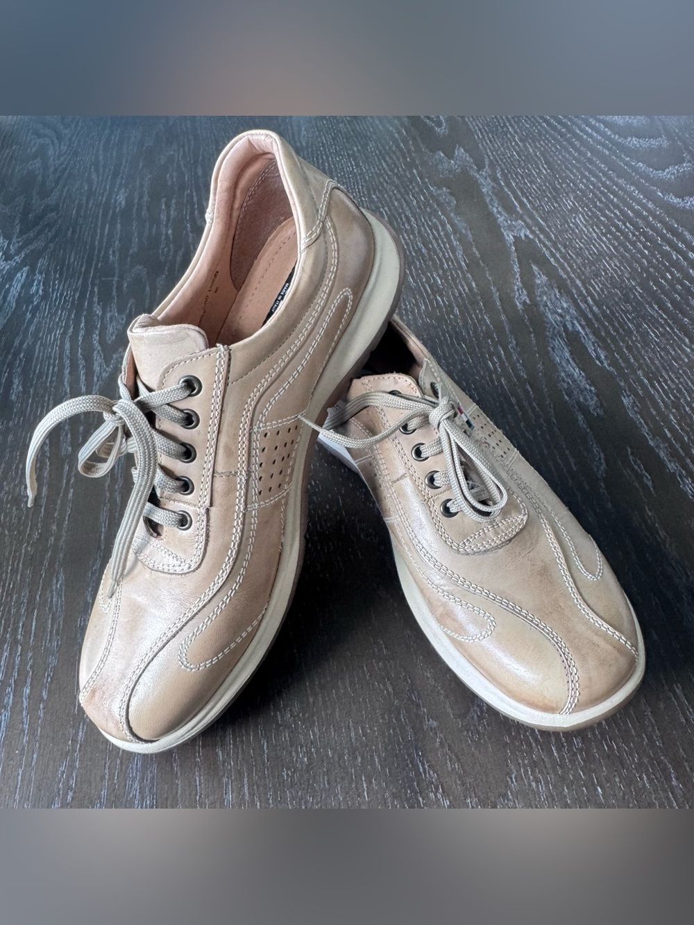 Vintage Hip-Oppotamus Beige Leather Sneakers Made in Italy Men's Size 10